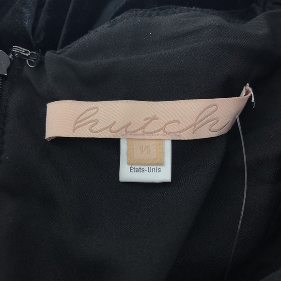 Anthropologie Hutch Black Ruched Puff Off Shoulder Sleeve Mini Dress Size 14 NWT - Picture 8 of 10